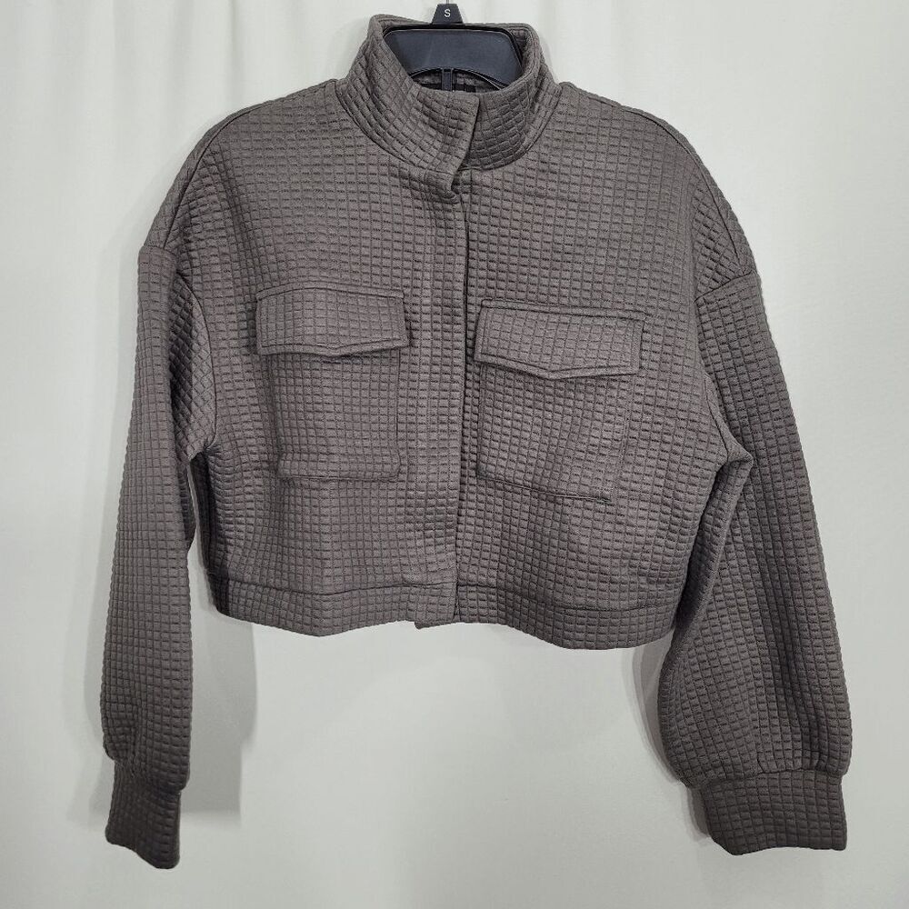 Area Stars Gray Quilted Nila Cropped Utility Jacket Large